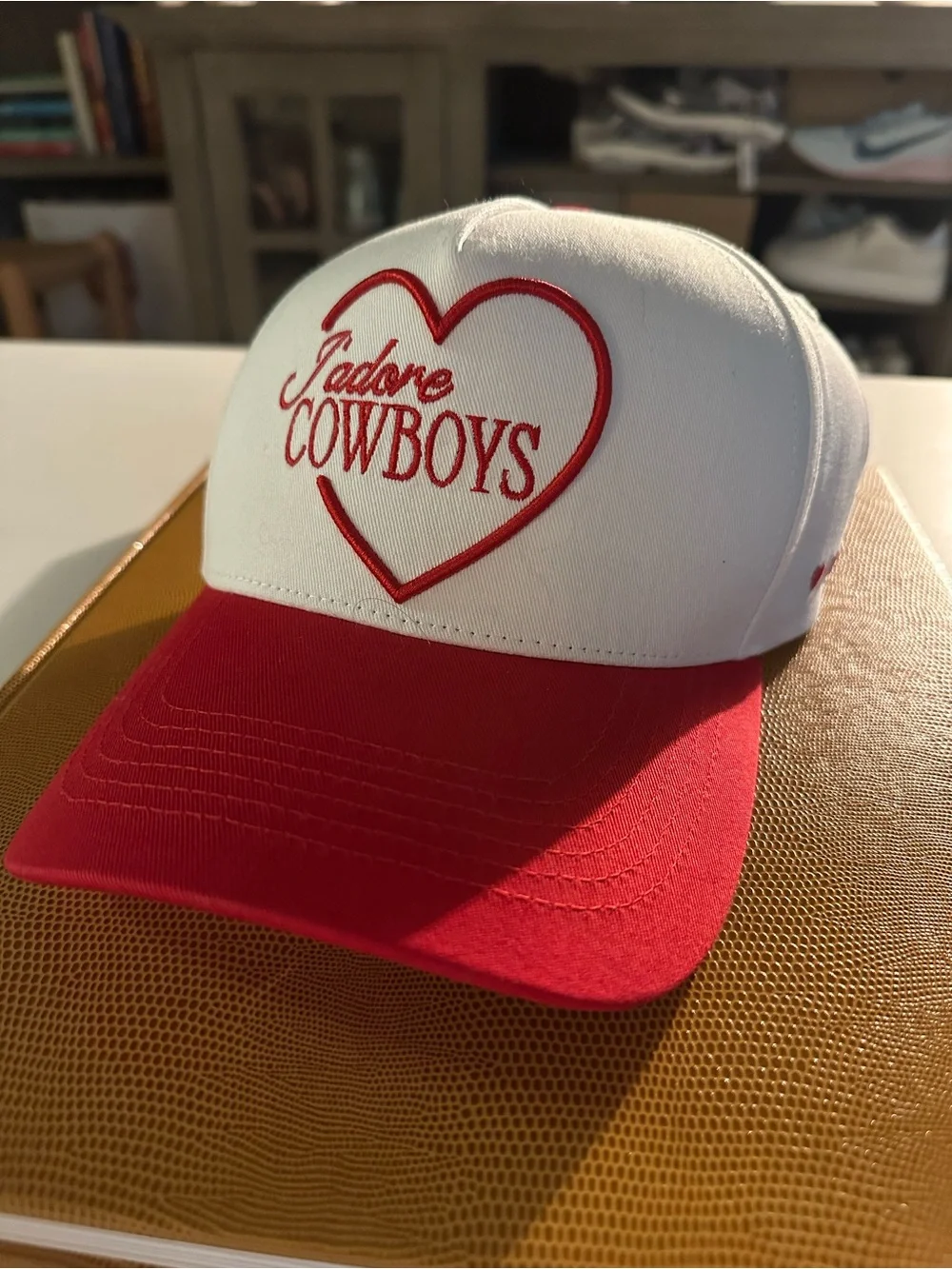 NWOT Rustler J’Adore (I Love) Cowboys Red Trucker Hat from Nashville OS